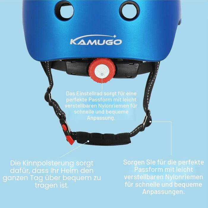 Шолом дитячий KAMUGO з захистом для колін, ліктів та зап'ясть, блакитний – для велосипеда, самокату, скейтборду (1-8 років)