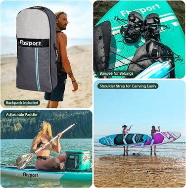 Надувна SUP-дошка FBSPORT 3,2 м, комплект: рюкзак, весло, плавник, насос, нековзке покриття, для підлітків і дорослих