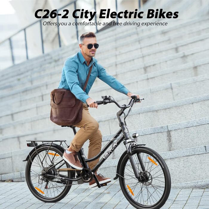 Електровелосипед VARUN 26 дюймів для міста, 250W, 48V Li-Ion акумулятор, LCD-дисплей, 4+1 режим, запас ходу до 80 км, для жінок та чоловіків
