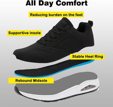 Кросівки для чоловіків Situkeke: бігові, для занять спортом, прогулянок та фітнесу (чорно-білі, 42 EU)