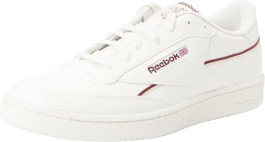 Кросівки Reebok Club C 85 Vegan для чоловіків, веганська шкіра, стильні та зручні, розмір 34 EU, кольори: Chalk, Classic Maroon, F23 Stucco