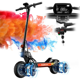 Електросамокат TODIMART S13, 48V 20.8Ah, 800W*2, 40-90 км, 10'' позашляхові колеса, вантажопідйомність 150 кг, подвійна підвіска, складаний, запуск з ключа