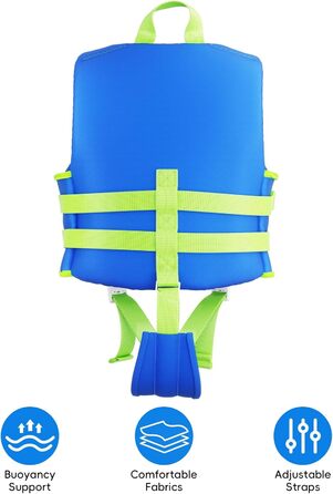 Дитячий рятувальний жилет Kinder Float Jacket (S, 15-19 кг, 2-3 роки, синій) - Неопреновий жилет для плавання та навчання