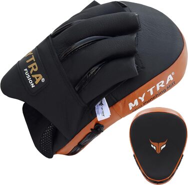 Mytra Fusion лапи для боксу вигнуті, натуральна шкіра, міні, для MMA, муай-тай, карате, кікбоксингу, тренувальні