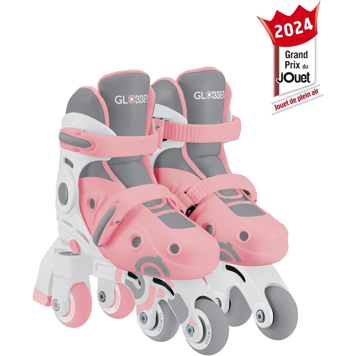 Ролики GLOBBER 2в1 для дітей, регульовані, Inline та Quad, ABEC 9, рожеві