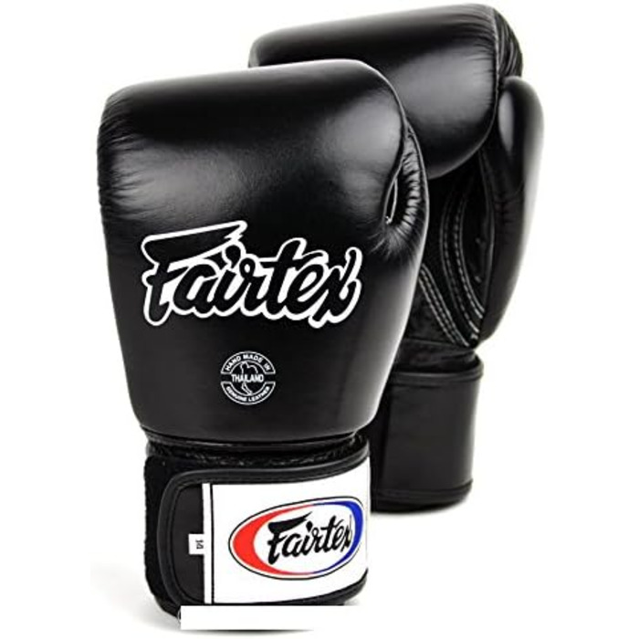 Боксерські рукавички Fairtex BGV1 дихаючі, шкіряні, чорні, 10oz – для боксу, ММА, кікбоксингу та Муай Тай