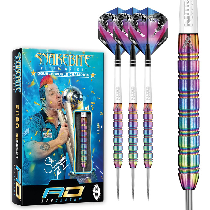 Професійний набір дротиків Red Dragon Peter Wright Snakebite 1 Wolfram 22 г з крилами та стрижнями
