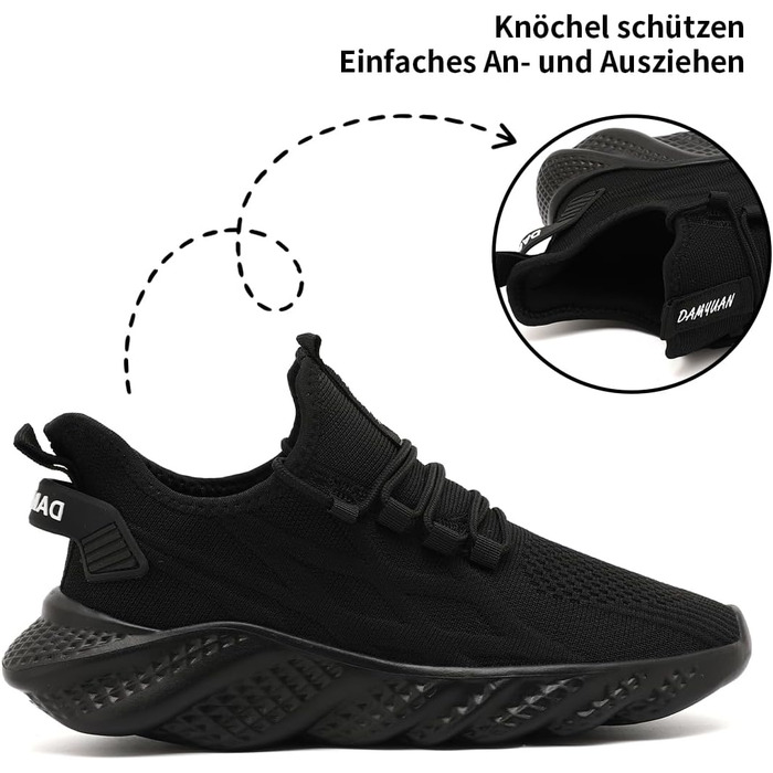 Чоловічі спортивні кросівки для бігу, тенісу, джогінгу та ходьби. Легкі, дихаючі, чорні, розмір 45 EU