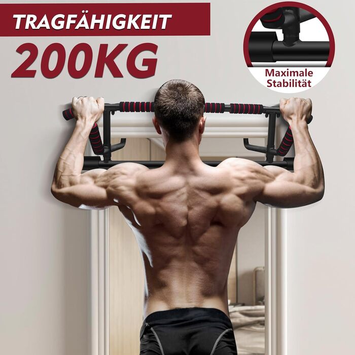 Турнік для дверного отвору DH FitLife без кріплень, 70-92 см, з підвісним тренажером, перекладина для підтягувань, турнік для дому