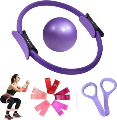 Набір кілець для йоги Piltes: 14' (35 см), стрічки, еластичні гумки для силових тренувань, гнучкості та тонізації тіла