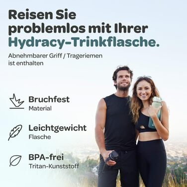 Водяна пляшка Hydracy 1л з вставкою для фруктів - спортивна, BPA-free, з таймером, противитікання, без конденсату, салатово-блакитна