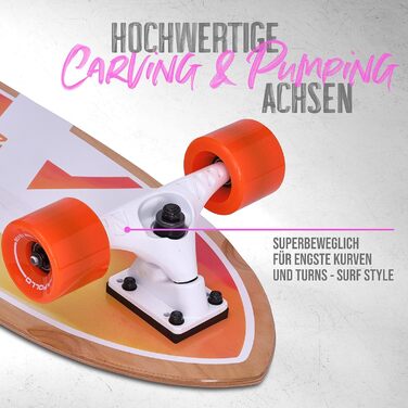 Apollo Surfskate Pro: Лонгборд для дорослих та дітей, Midi Cruiser для стрітсерфінгу, якісні траки, карвінг та пампінг, від 6 років
