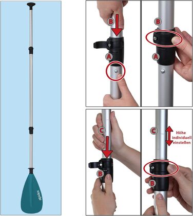 ALPIDEX 2-в-1 весло для SUP/каяка: регульоване, легке, телескопічне (160-207см), алюмінієве. Підходить для веслування на SUP та каяку. Petrol