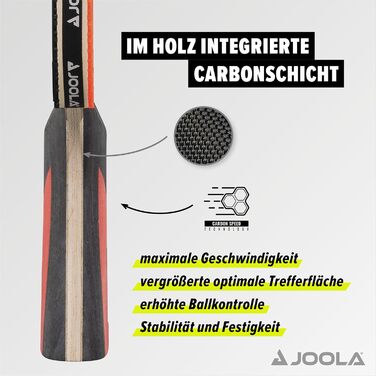 JOOLA Набір для настільного тенісу Duo Carbon: 2 ракетки, 3 м'ячі, чохол, 6 предметів, червоний/чорний