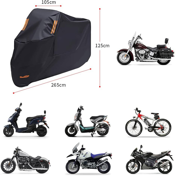 Водонепроникна мотоциклетна накривка XXL, захист від подряпин, 210D Oxford, з отворами для замка, підходить для Harley-Davidson, Honda, Yamaha, Suzuki, Kawasaki