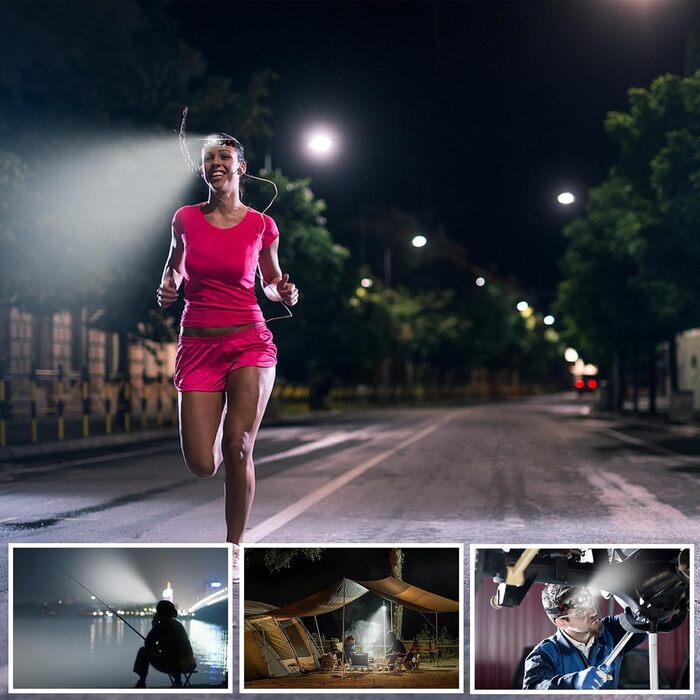 LED налобний ліхтар з перезарядкою, 2000 люмен, сенсор, 10 режимів, для кемпінгу, риболовлі, бігу, велосипеда, надзвичайних ситуацій