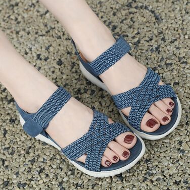 Жіночі сандалії літні для піших прогулянок, відпочинку та спорту. Зручні сандалі на платформі з антиковзкою підошвою, розміри 35-42 EU (38 EU, Стиль A, блакитні)