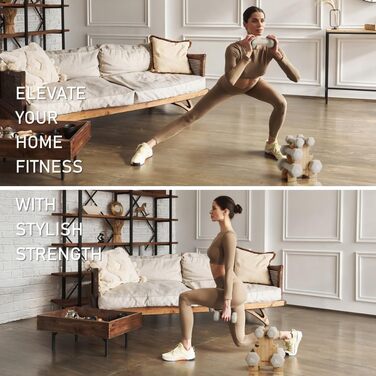 Набір гантелей Kurzhanel-Set 30 кг з підставкою для дому та фітнес-залу | Küstenbrise (12 кг, Sand Stone)