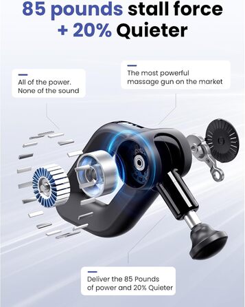 Масажер для м'язів Bob and Brad D6 Pro з OLED-екраном та великою амплітудою 16 мм, сумка в комплекті, чорний