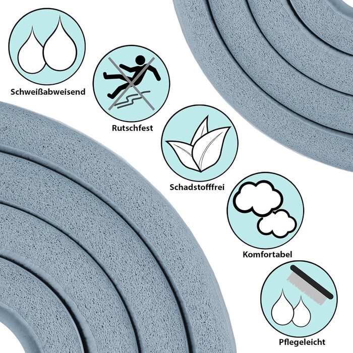 Йога мат ALPIDEX Extra Dick 1,5 см: Антиковзка фітнес килимок для йоги, пілатесу, гімнастики, HIIT, фітнесу, спорту та фізіотерапії (190 x 80 x 1.5 см, Ice Blue)