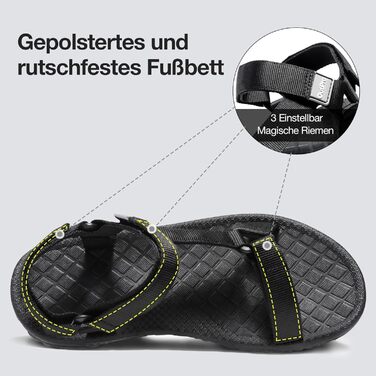 Жіночі сандалі для туризму та спорту Wander - Нековзні водостійкі сандалі для пляжу та активного відпочинку, чорні, 43 EU