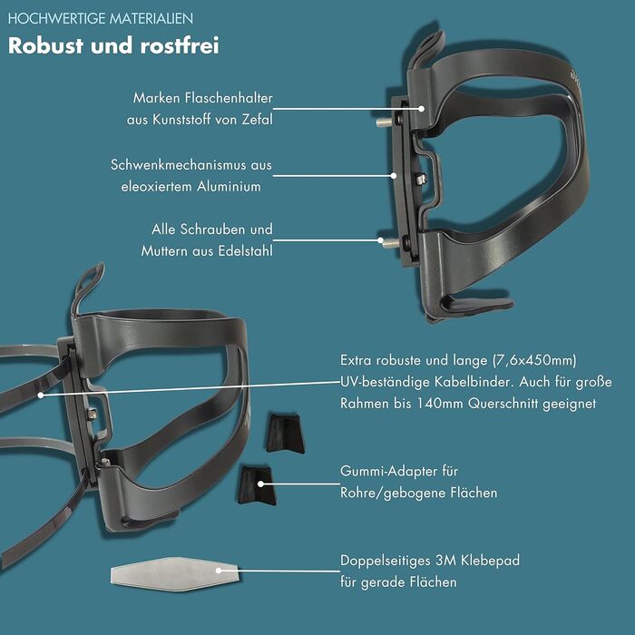 Універсальний велосипедний фляготримач BeDiCo-Multi Mount Twist, алюмінієвий, без гвинтів, з адаптером, поворотний для зручного доступу