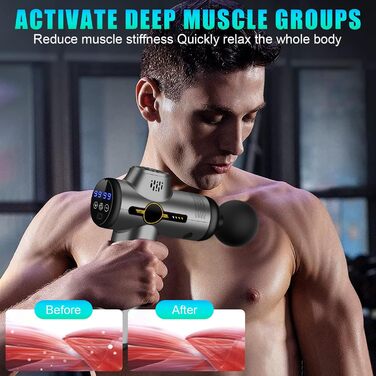 Масажер для м'язів NXPZ: професійний масаж глибоких м'язів, 99 швидкостей, 8 насадок, LCD дисплей, тихий електричний масажер для зняття болю та жорсткості м'язів