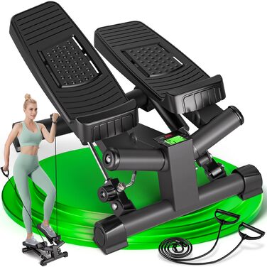 Ultrasport Swing Stepper для дому: міні-степер 2-в-1 з мотузками та LCD-дисплеєм, тихий, з регулюванням навантаження, для фітнесу
