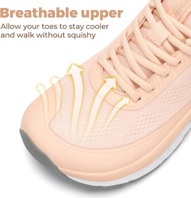 Жіночі кросівки для бігу FitVille з широкою стопою. Дихаючі спортивні кросівки, легкі, для ходьби, рожеві (35.5 EU)