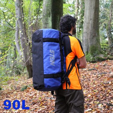 Водонепроникна сумка для подорожей та рюкзак STEIN Metro 90 л, ПВХ-тент, з компресійними ременями та м'якими плечовими ременями, жовтий