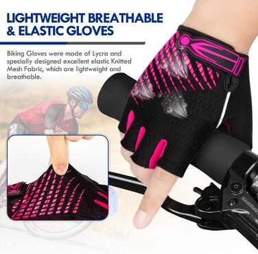Велосипедні рукавички без пальців з гелевою підкладкою для жінок та чоловіків, дихаючі, антиковзні, для шосе, гірського велосипеда, тренувань, фітнесу, рожеві, розмір M