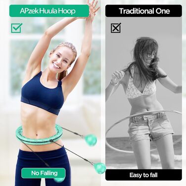 Утяжеленный обруч для фитнеса Hoola Hoop с шариками, регулируемый, разборной, 32 узла, для взрослых, зеленый/фиолетовый/розовый/синий/бирюзовый