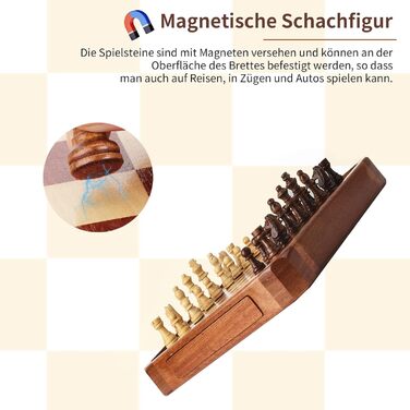 Магнітна дошка Creechwa 29x29 см: дерев'яна шахівниця та дошка для шашок, іграшка для дітей та дорослих