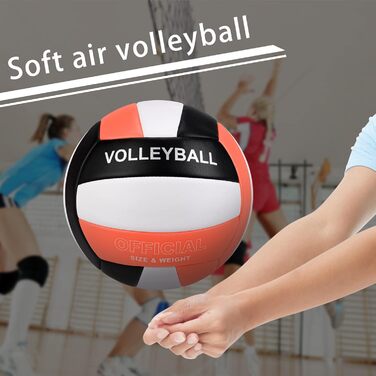 Волейбольний м'яч Dakapal 5, для залу та пляжу, м'який, для початківців, підлітків та дорослих (без насоса). Оранжевий