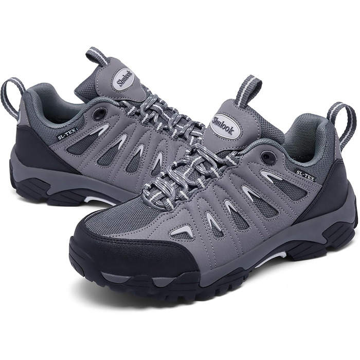 Туфлі для хайкінгу SHULOOK для жінок, водонепроникні, легкі, трекінгові, з антиковзким покриттям, для активного відпочинку, кемпінгу, риболовлі (41.5 EU, чорний/сірий)