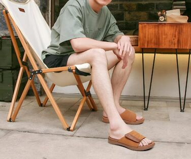 Чоловічі сандалі ONCAI з регульованими ремінцями, відкритим носком, спортивні слайди, пляжні сандалі з м'якою устілкою та підтримкою склепіння стопи, розмір 43.5 EU, хакі