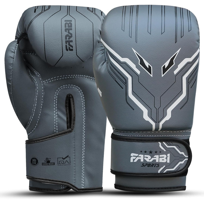 Боксерські рукавички Farabi для дітей (5-10 років), 6oz, сірі - MMA, Муай Тай, бокс