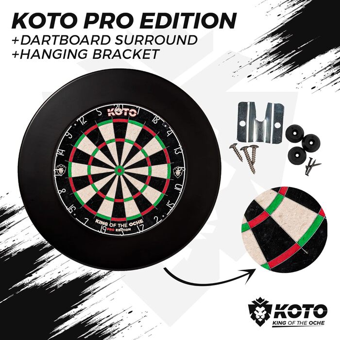 KOTO King Pro Преміум кільце для дартсу, захисний Dartbord Surround для мішені, легкий монтаж, захист стін і дротиків