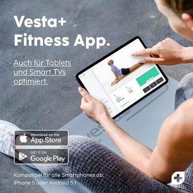 Килимок для йоги Vesta+ Premium з натурального каучуку - антиковзаючий, з оптимальною амортизацією, 100% без фталатів, для шкіри, з фітнес-додаток, для йоги, гімнастики, фітнесу (сірий)