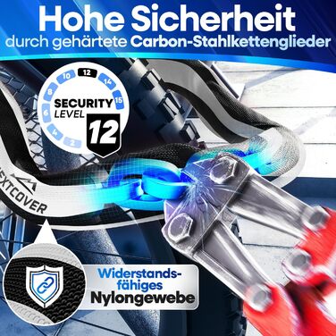 NEXTCOVER® Замки для велосипедів LockPro з кодовим замком - Оригінал - [SAFESECURE] Високий рівень безпеки | 5-значний код, сталевий замок для велосипеда | Замок для електровелосипеда | Кетловий замок (відбиваючий)