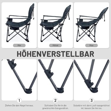 Складний крісло-шезлонг для кемпінгу Timber Ridge - 180 кг, 3 положення, широке сидіння 62 см, з підстаканником