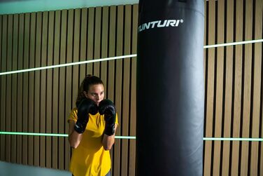 Боксерські рукавички Tunturi Allround 10oz для тренувань на мішку, різних єдиноборств і спарингу, жорсткий PU, чорні/білі