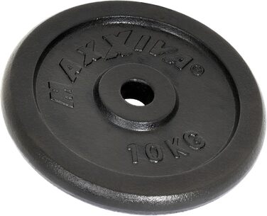 MAXXIVA Набір гантельних дисків 2×10 кг, чавун, чорний, для фітнесу, бодібілдингу, тренувань