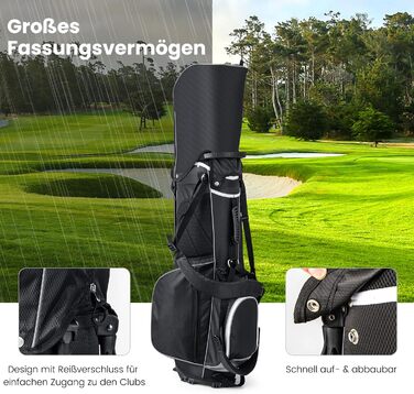 Сумка для гольфу COSTWAY з 6, 8 або 14 відділеннями, сталева, легка, портативна сіра для чоловіків та жінок