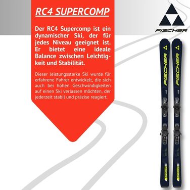 Лижі гірськолижні фішер RC4 Supercomp - для підготовлених трас - з крепленнями RS10 GW SLR Z3-10 - для досвідчених гірськолижників - 170 см