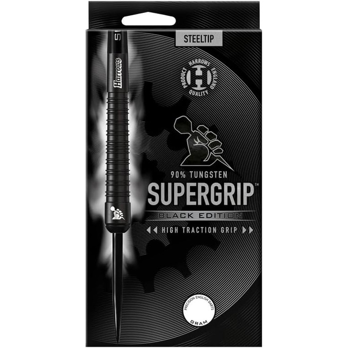 Дротики Harrows Supergrip Black 90% вольфраму, 23 г, сталевий наконечник