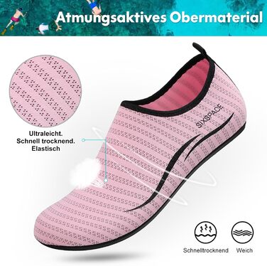Шкарпетки для плавання Sixspace: шкарпетки для води для жінок та чоловіків, шкарпетки для пляжу, шкарпетки для босоногих (рожевий, 41 EU)