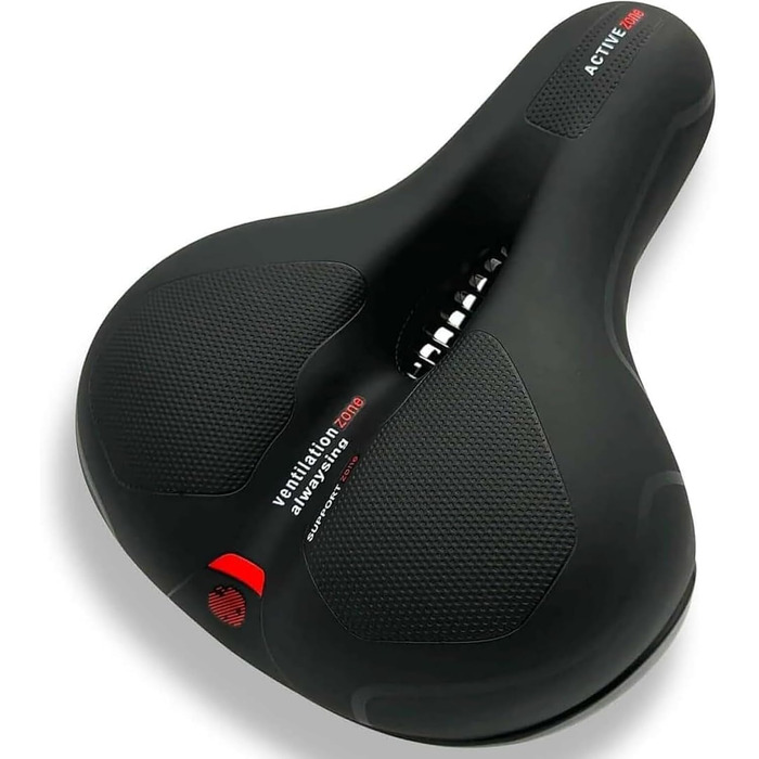 Велосипедне сідло Cloud Comfort Pro Max — зручне, м'яке, анатомічне, з пам'яттю форми, з червоною світловідбиваючою смугою, з амортизацією, для міських і гірських велосипедів
