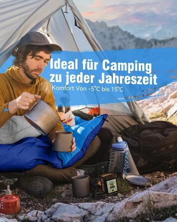 Спальний мішок 3-4 сезони, водонепроникний, ультралегкий, 220*75см (зелений/блакитний)