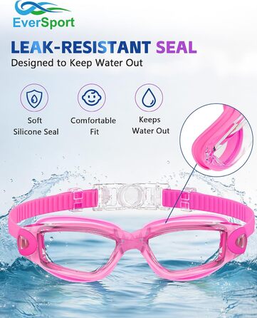 Дитячі плавальні окуляри Kinder-Schwimmbrille (2 шт.) – прозорі, антифог, анти-UV, водонепроникні, з навушниками та фіксатором для носа, для дітей 5-15 років